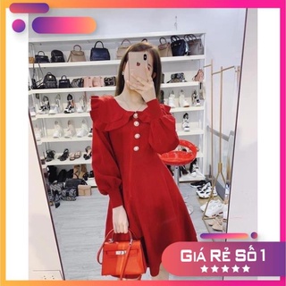 Đầm Len Cổ Bèo Cúc Ngọc 💋freeship💋