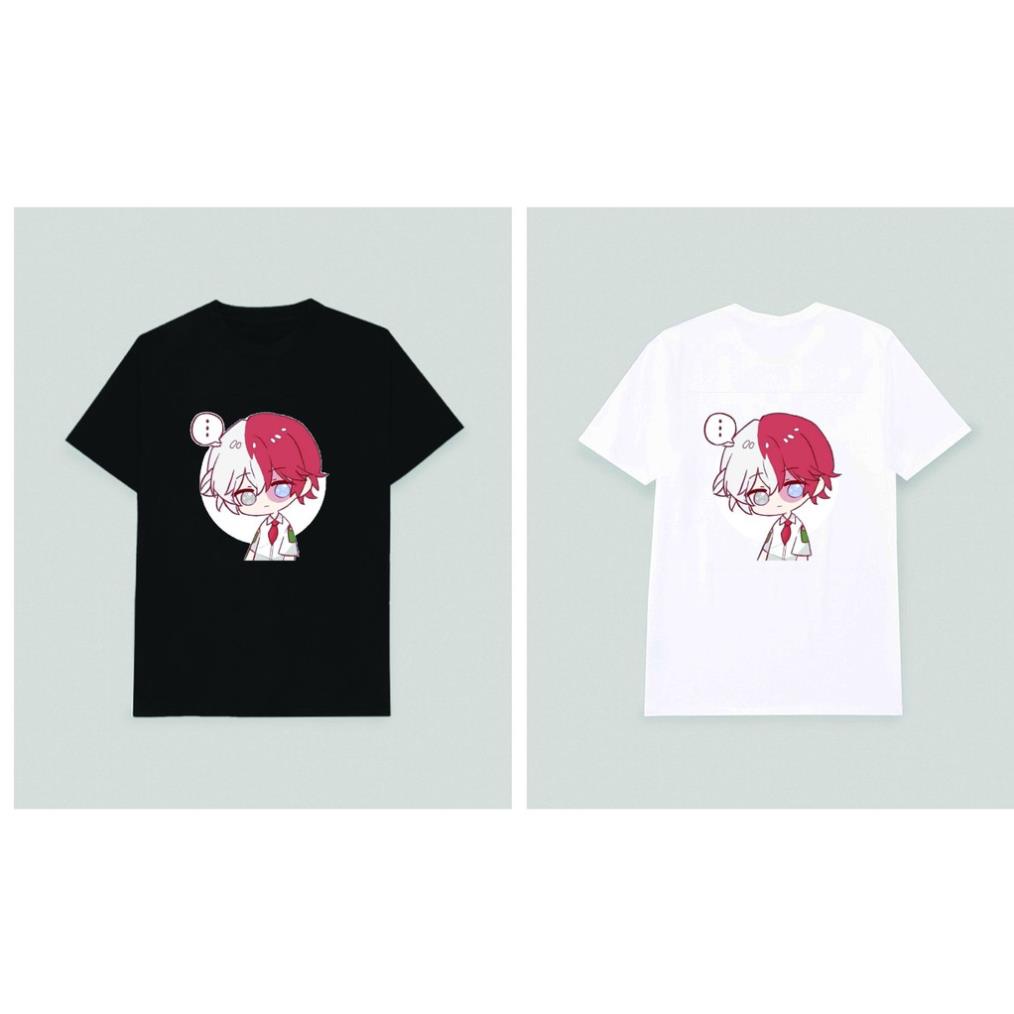 Áo thun phông đen trắng in hình MY HERO ACADEMIA BOKU NO HERO ACADEMIA TODOROKI chibi anime thời tra