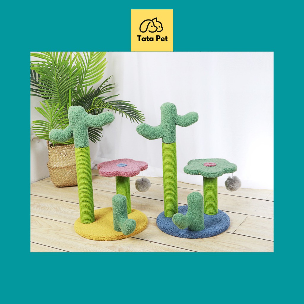 Trụ cào móng bằng gỗ cho mèo (Cattree) cây cào móng- Nhà cây cho mèo cào móng hình xương rồng (CM2) TATA PET