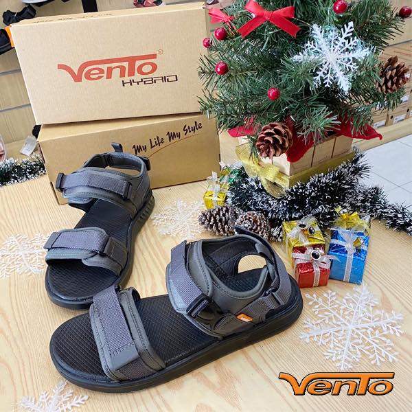 Sandal Vento Nam Nữ Quai Ngang NB38 Tro Vàng