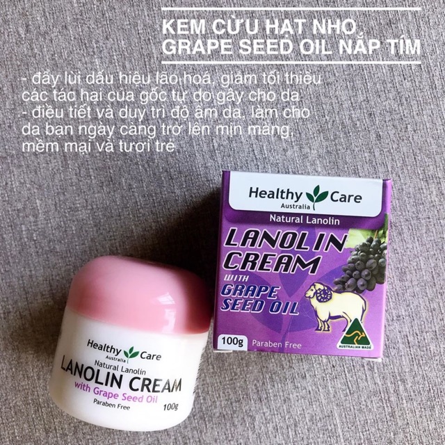 Kem cừu Úc Lanolin Cream 100g Healthy Care chính hãng with vitamin E, primrose oil, grape seed, sheep placenta | BigBuy360 - bigbuy360.vn
