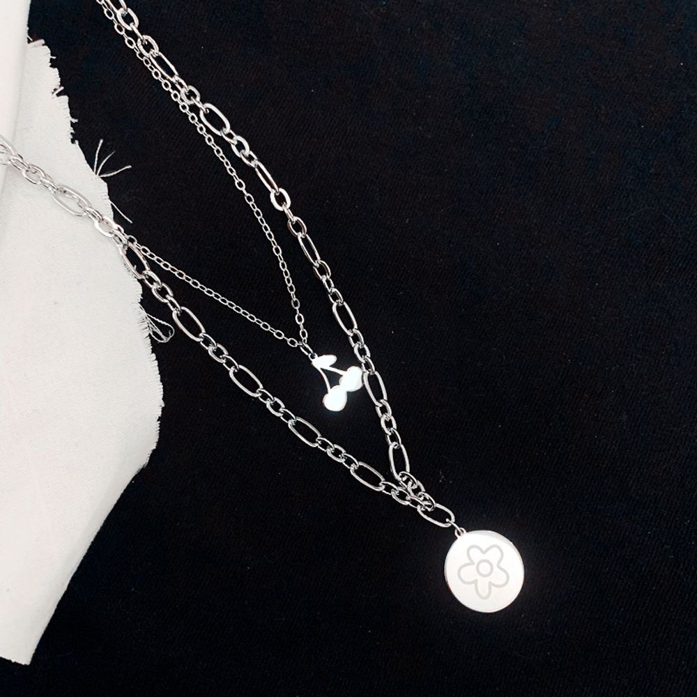 Vòng Cổ Choker Hai Lớp Mặt Hình Quả Cherry Nhiều Màu Thời Trang Cho Nữ