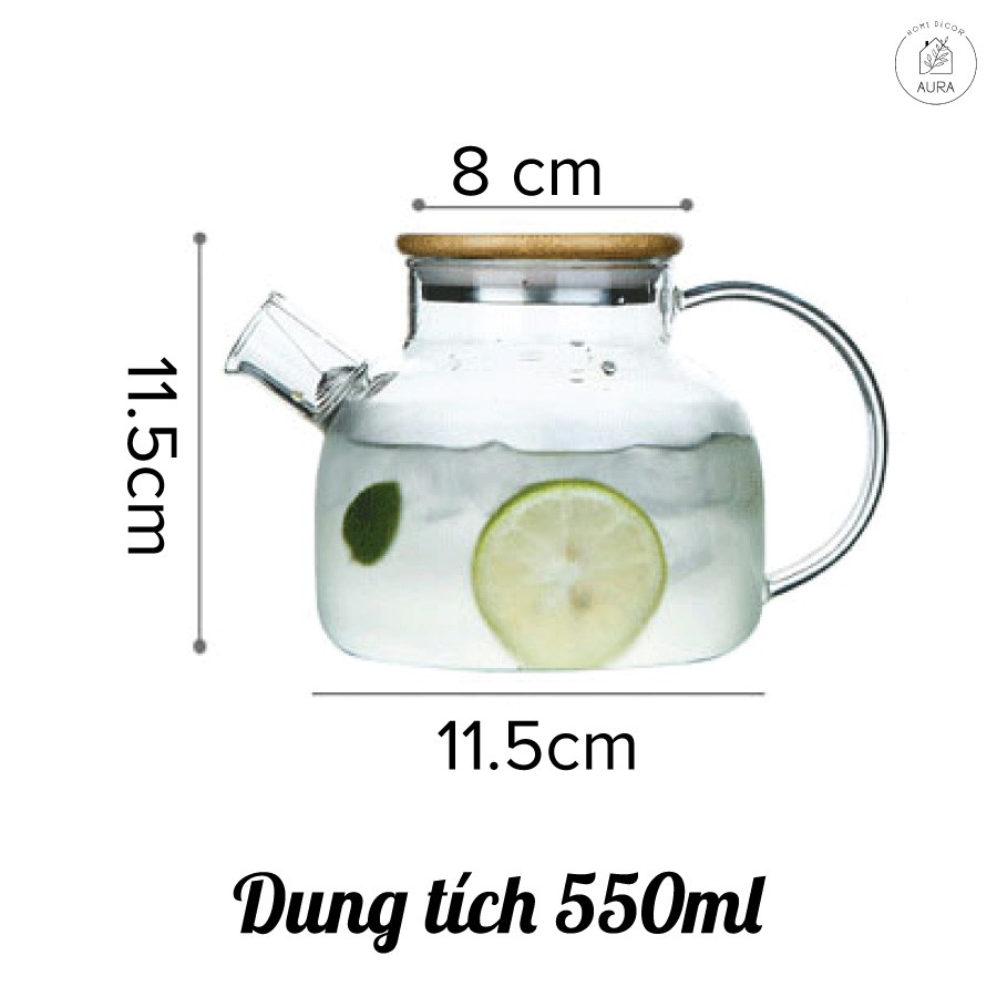 Bình thuỷ tinh nắp inox và nắp gỗ, chịu nhiệt đa năng borosilicate, bảo vệ môi trường