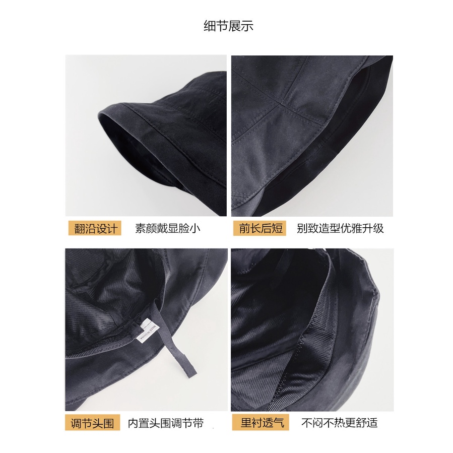 Mũ Bucket Màu Đen Chống Nắng Thời Trang Xuân Thu Dễ Phối Đồ Cho Nữ 2021