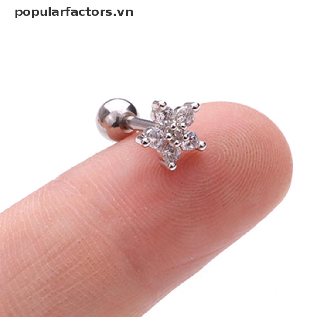[Phổ Biến] Bông Tai Đinh Tán Helix Hình Thanh Tạ Pha Lê [VN]