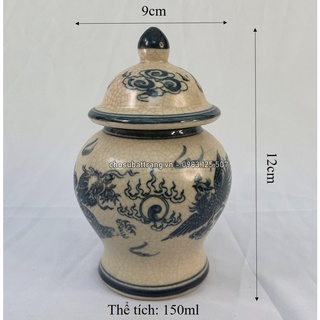 - Chóe cúng men rạn trơn - họa tiết long phụng
