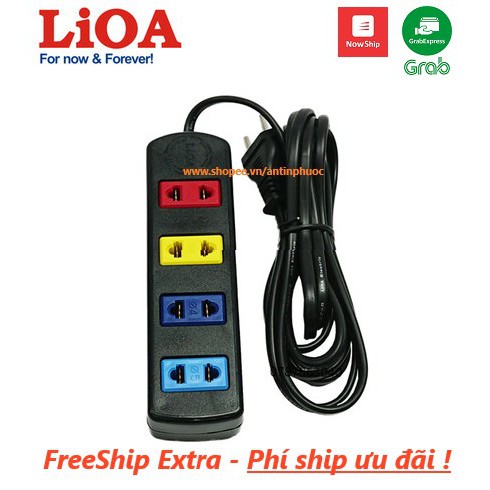 Ổ cắm điện LiOA 4 ổ cắm , dây dài 3 mét &amp; 5 mét - Ổ cắm điện nối dài LIOA 4TC max 1000W