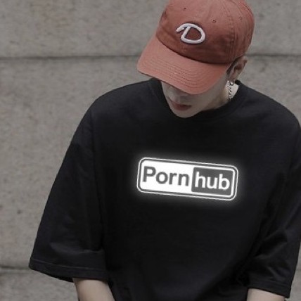 Áo Thun Tay Lỡ phản quang Pornhub Chất Cotton Size S-&gt;2XL Phản Quang 7 Màu Đa Sắc