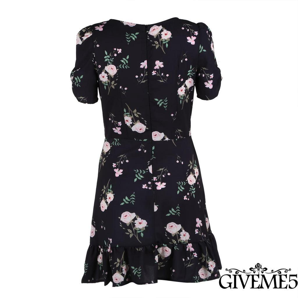 Đầm tay ngắn in hoa thời trang xinh xắn dành cho nữ