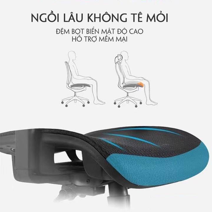 Ghế Công Thái Học, Ghế Xoay Văn Phòng Mặt Lưới Thoáng Khí Cao Cấp Bảo Vệ Sức Khỏe