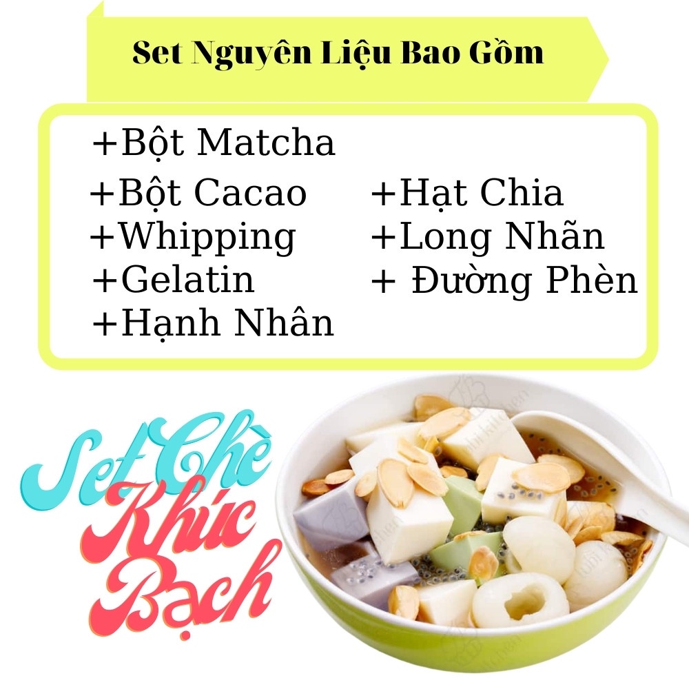 💥FREESHIP 💥Set Chè Khúc Bạch 10-25 Chén Tặng Kèm Công Thức Dễ Làm Thành Công 100% - Set Nguyên Liệu Chè Khúc Bạch Tự Nấu