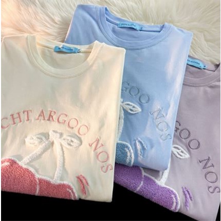 Áo Thun Nữ Cổ Tròn Ngắn Tay In Hình 3 Màu