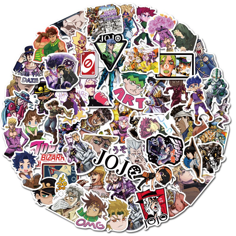Bộ 50/ 25/ 10 Miếng dán pvc chống nước hóa trang anime Jojo Bizarre Adventure thích hợp cho Iphone
