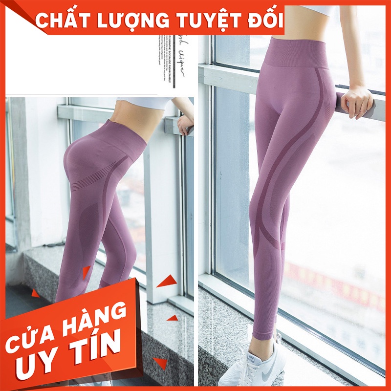 Quần GYM nữ Cạp cao CAO CẤP 3D nâng mông THOÁNG MÁT siêu co giãn - Quần thể thao nữ tập YOGA