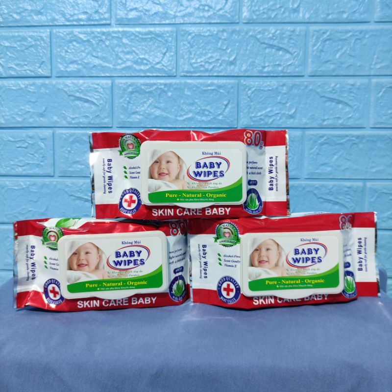 Combo 5 gói khăn ướt BABY WIPES 80 gram/ gói