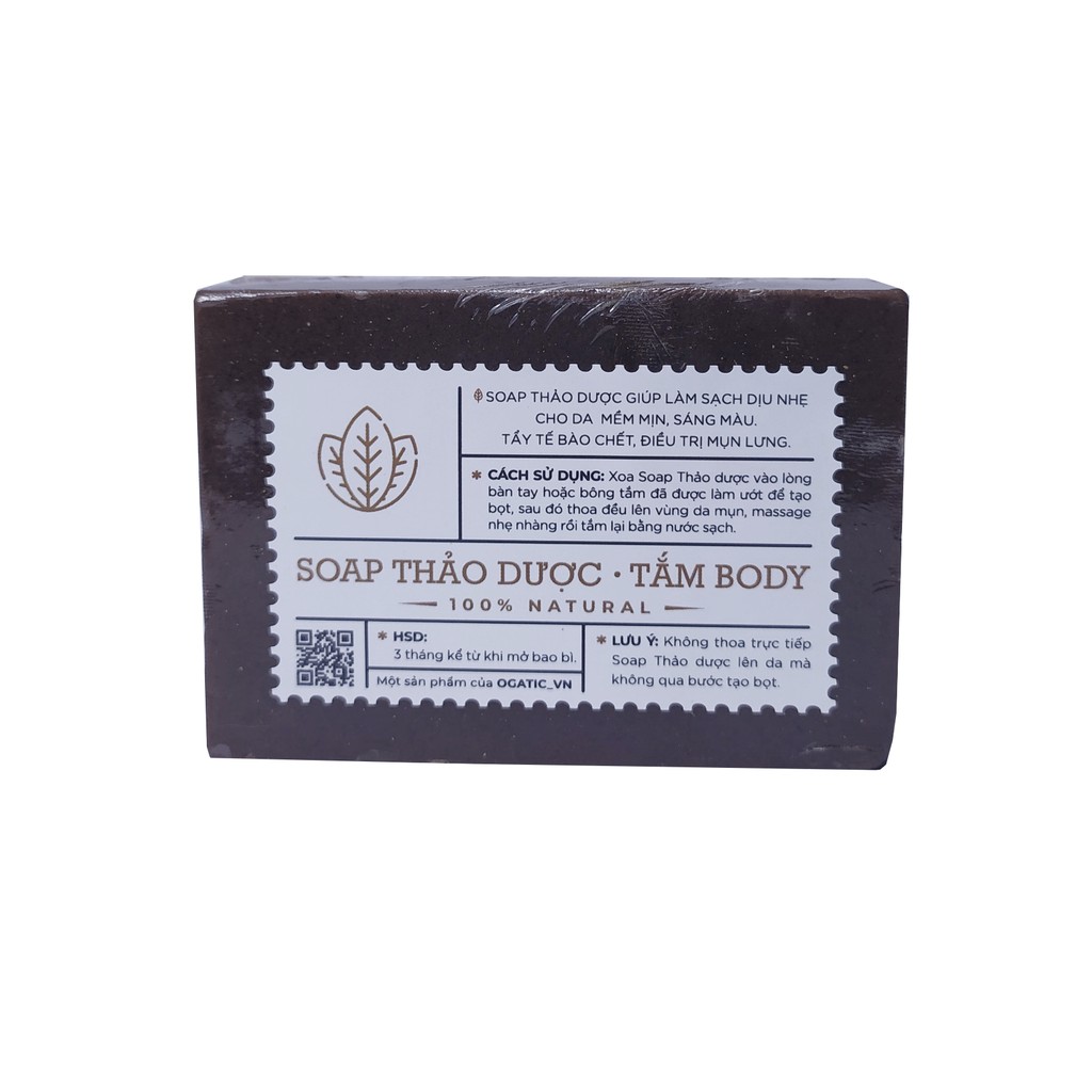 Xà phòng giảm mụn lưng, giảm thâm mụn lưng Than tre hoạt tính Ogatic Soap, xà bông tắm dưỡng da