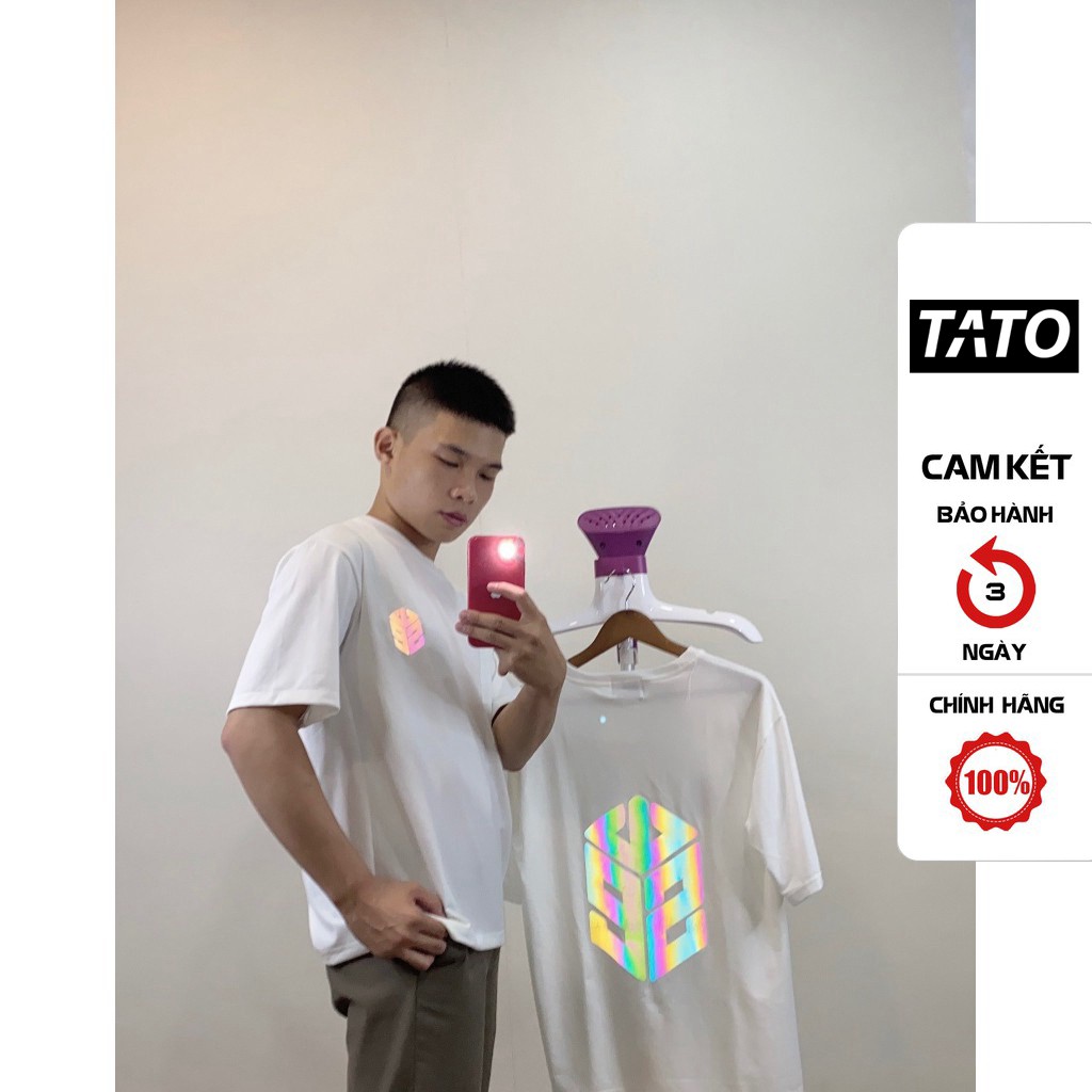Áo thun unisex SWE BIG LOGO phản quang 7 màu cotton form rộng tay lỡ mềm mịn thoáng mát TATO_OFFICIAL