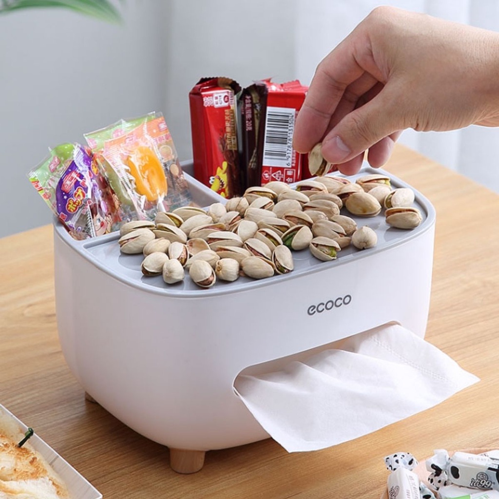 Hộp Đựng Giấy Ăn Ecoco Để Bàn Khay Đựng Điều Khiển Ngăn Nắp Gọn Gàng