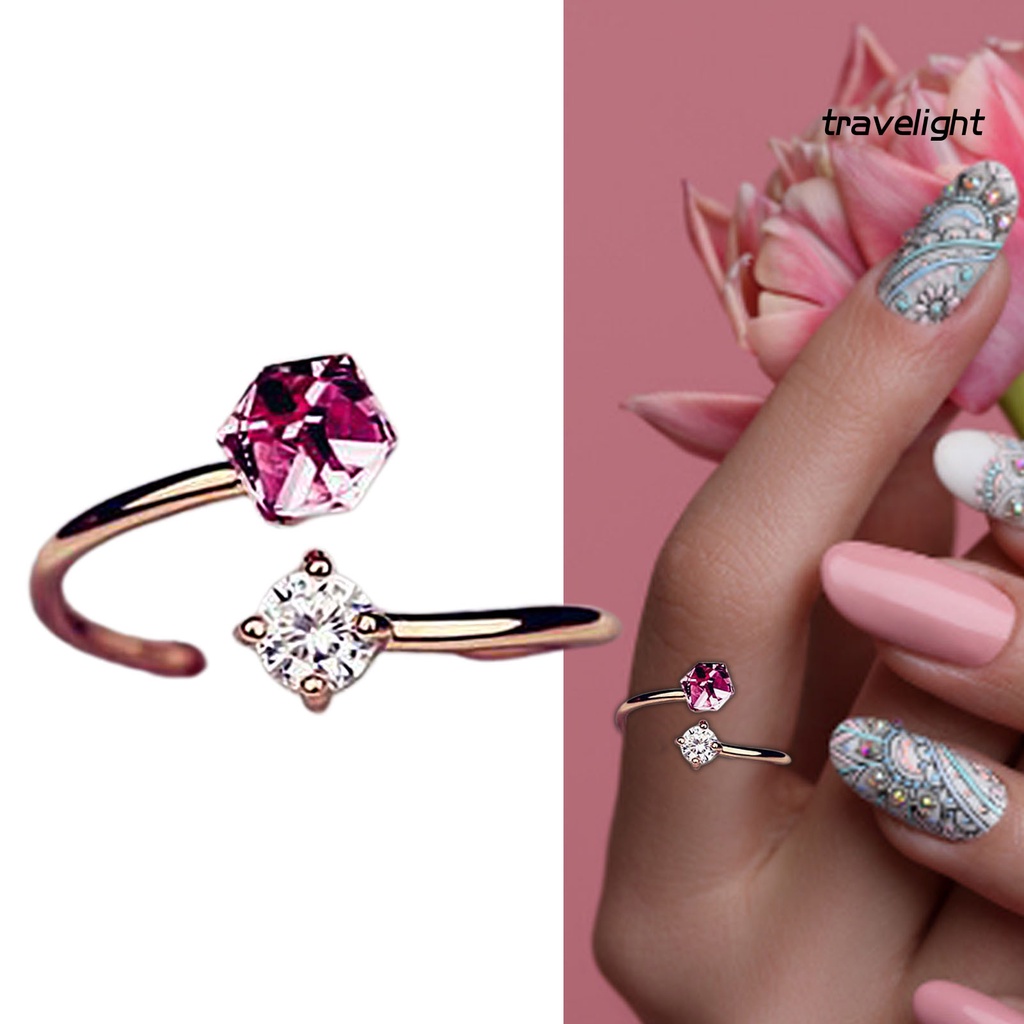 Nhẫn Đính Hôn Đính Đá Zircon Nhiều Màu Có Thể Điều Chỉnh Kích Thước Cho Nữ