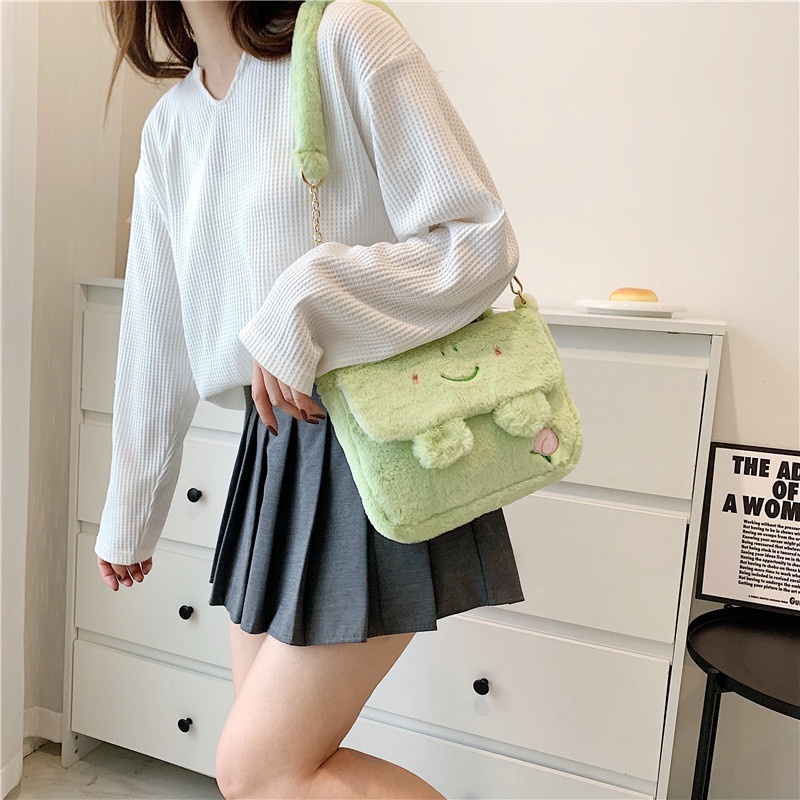 Túi Xách Da pu Cỡ Lớn Họa Tiết Thỏ / Vịt Hoạt Hình Đáng Yêu Cho Nữ