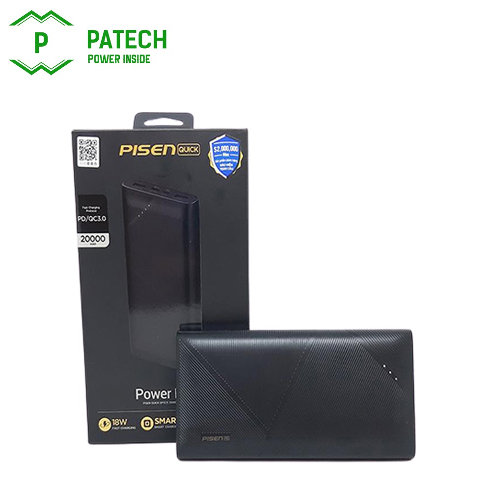 Sạc dự phòng Pisen Quick  QP 20000mAh (QC/PD 18W ) - Hàng Chính Hãng