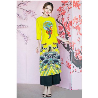 GIÁ XƯỞNG - Áo dài truyền thống vua hùng lụa in 3D( áo kèm quần)