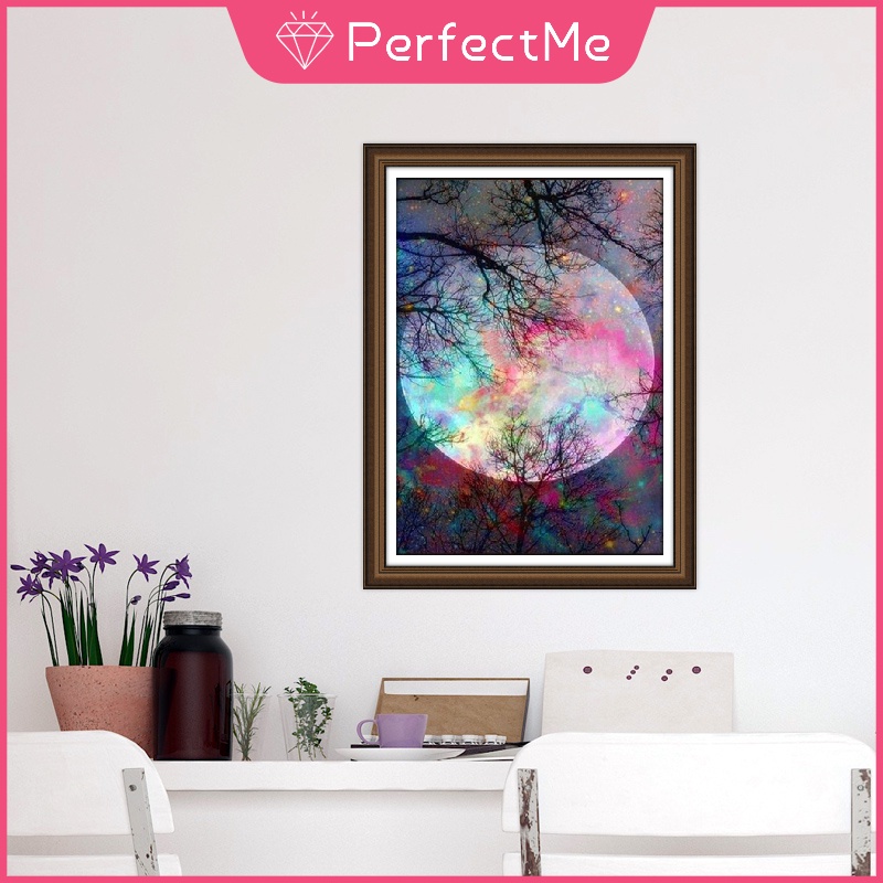 Tranh Đính Đá 5D Tự Làm Hình Mặt Trăng Kích Thước 30X40Cm