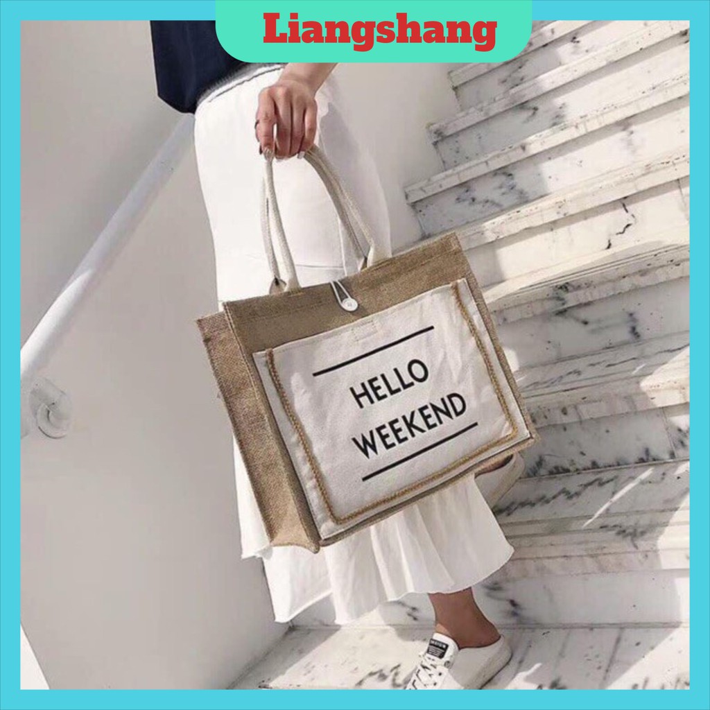 Túi Cói Hello Weekend🍁FREESHIP🍁 Túi Cói Đi Biển Đi Du Lịch Cao Cấp Mẫu Mới Siêu Hot | BigBuy360 - bigbuy360.vn