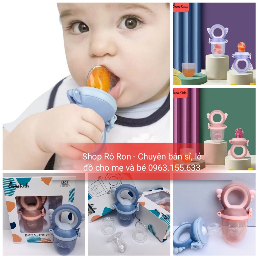 Túi nhai silicon EMMA KIDS - Túi nhai chống hóc cao cấp cho bé kèm 3 núm nhai - Shoproron