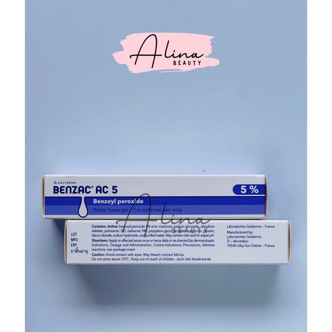 Benzac AC 5% - Kem chấm mụn, giảm mụn Benzac Benzoyl Peroxide 5% Thái Lan 15g