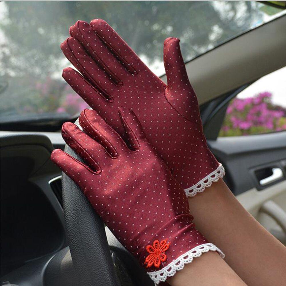 FORBETTER Găng Tay Lái Xe Chống Tia UV Thoáng Khí Họa Tiết Chấm Bi Thời Trang