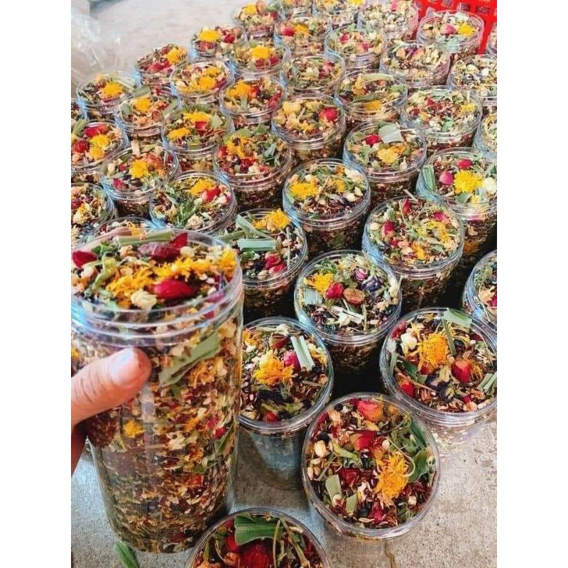 TRÀ HOA NGŨ CỐC 500GR, có hoa cúc, nụ hồng, lá dứa... lợi sữa, giảm kg, mát gan, quà biếu tết