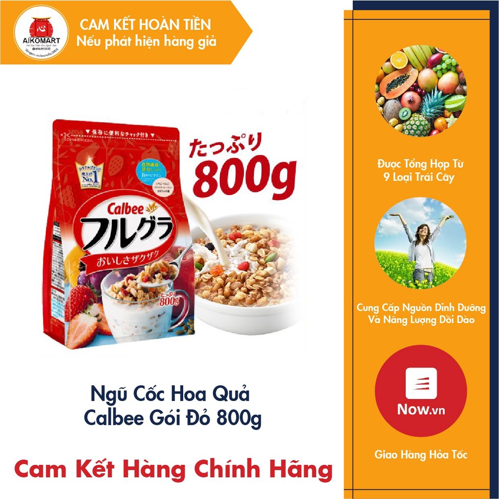 Ngũ cốc hoa quả calbee gói đỏ 800g Date 02&03/2022