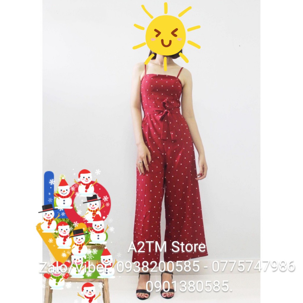 JUMPSUIT CHẤM BI 2 DÂY THẮT NƠ