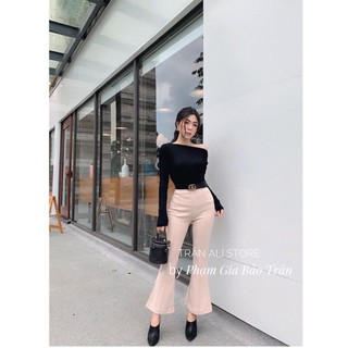 Quần loe kaki khóa sườn chất co giãn