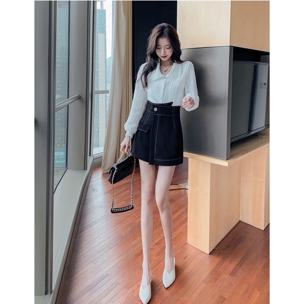 Chân váy nữ, chân váy nữ kaki dày dặn phối chỉ trắng đủ size S M L SKUCV-03B