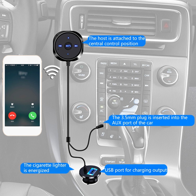 Tẩu Sạc USB Thuốc Lá Kết Nối Bluetooth Với Máy Nghe Nhạc MP3 Giắc Cắm 3.5mm Dành Cho Xe Hơi