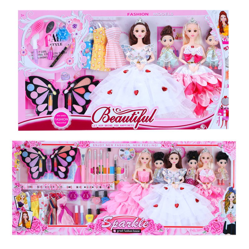 Bộ Đồ Chơi Trang Điểm Búp Bê Barbie Cỡ Lớn Dễ Thương Cho Bé Gái