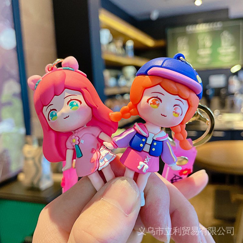 Móc Khóa Nhựa PVC Hai Chiều Họa Tiết Hoạt Hình Dễ Thương