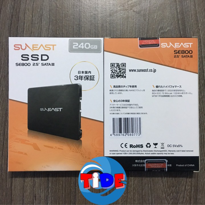 Ổ cứng SSD 2.5” SunEast 240GB nội địa Nhật Bản – CHÍNH HÃNG – Bảo hành 3 năm –Tặng cáp dữ liệu Sata 3.0