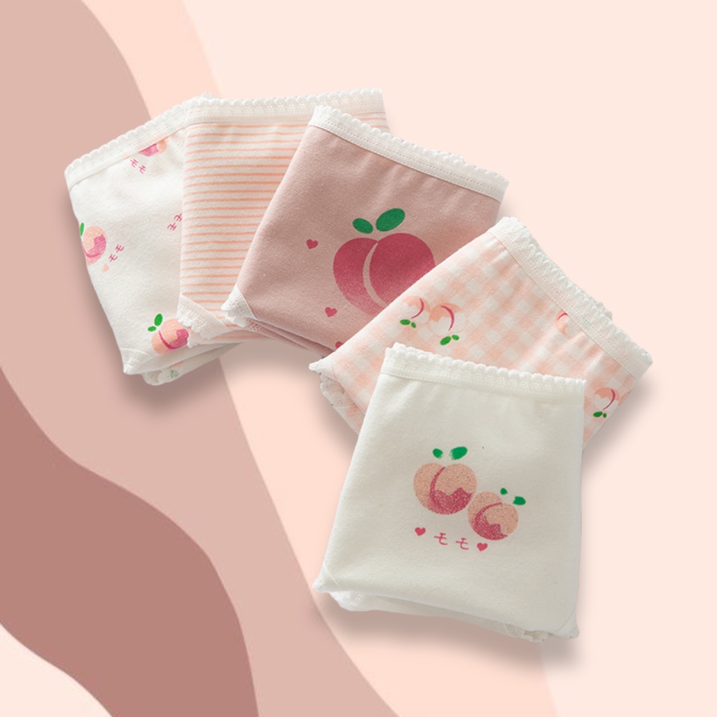 Set 5 quần lót nữ sinh quần lót dễ thương cotton Hồng đào