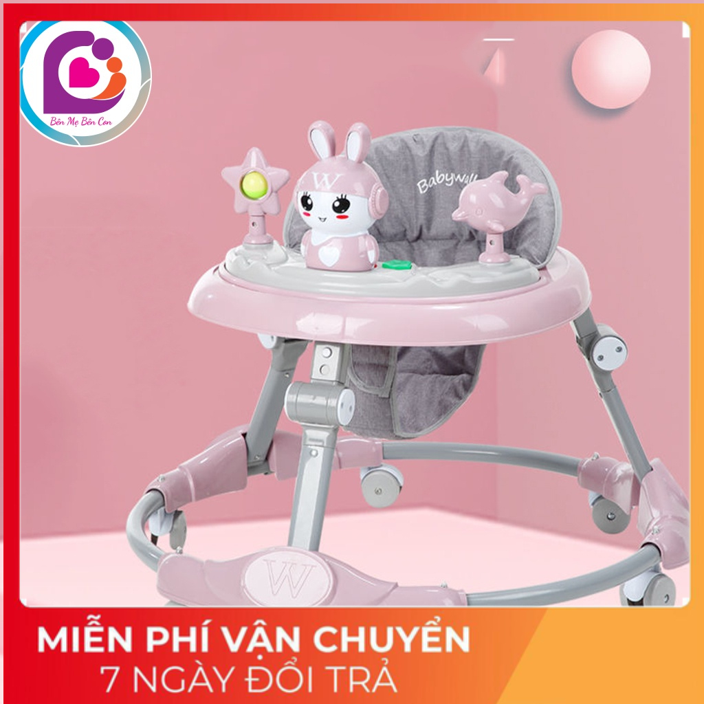 Xe tròn tập đi cho bé có nhạc hình thỏ ngộ nghĩnh có thể gấp gon thay đổi chiều cao