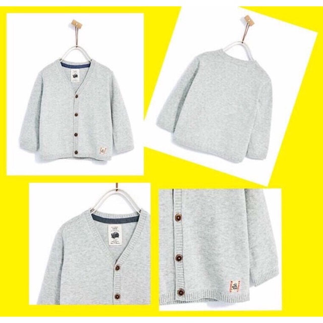 Áo Khoác Len Za.ra Bé Trai, Áo Cardigan Cổ Tim Dày Dặn Mềm Mịn, Dễ Dàng Phối Đồ, Sz 9/12m-3/4y