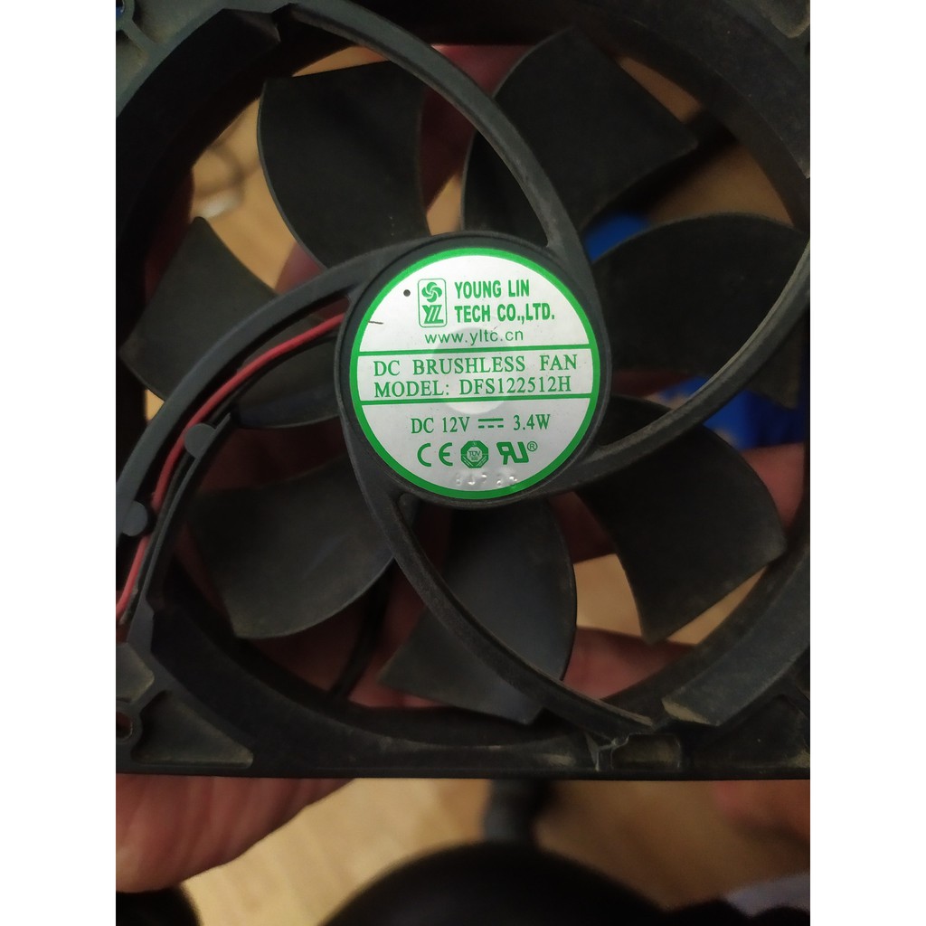 QUẠT TẢN NHIỆT tháo nguồn CM, Huntkey 12x12CM 12V (FAN POWER) 2 PIN