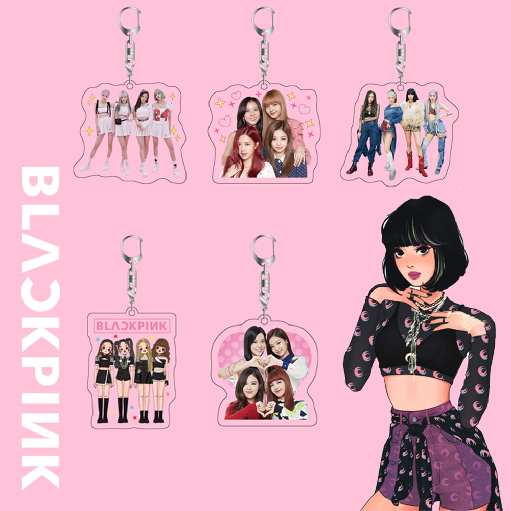 TWINKLE Korean BLACKPINK Key Chain JENNIE Kpop Girl Groups Bag Pendant Double Sided JISOO Jewelry Accessories ROSÉ LISA BLINK Acrylic Keyring