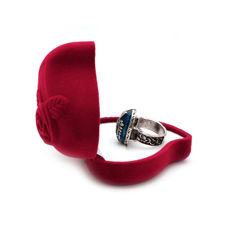 Hộp Đựng Nhẫn Cưới Hình Trái Tim Đôi Bằng Nhung Màu Đỏ