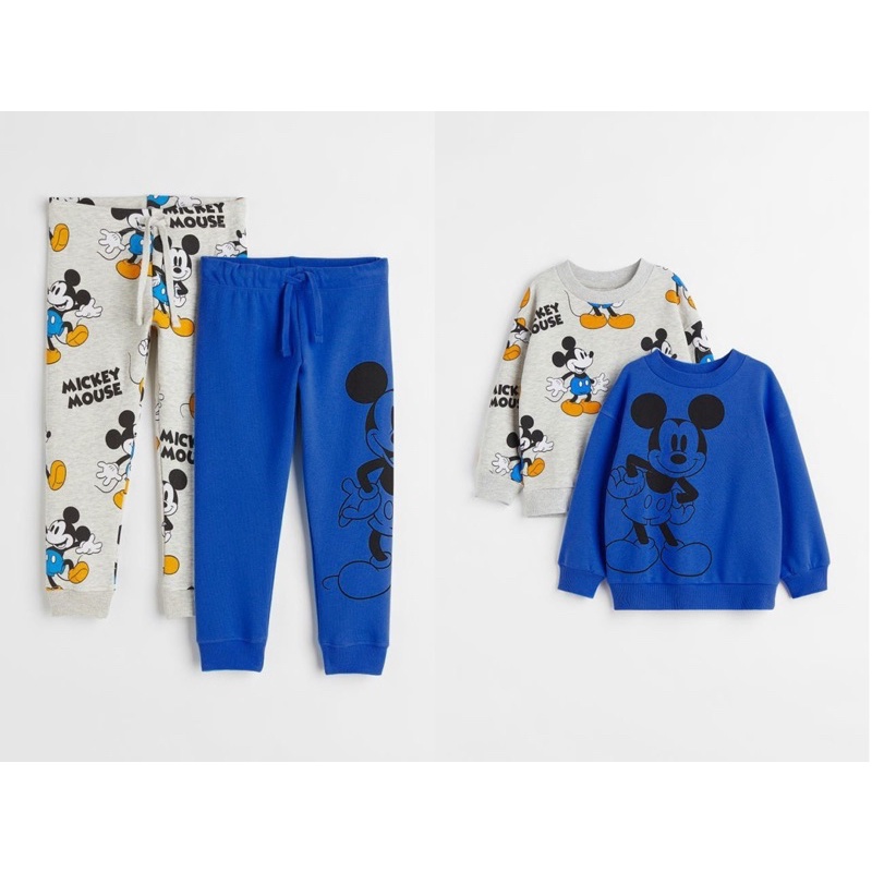 Set 2 bộ nỉ da cá hm in hình mickey cho bé trai size 12-30 cân