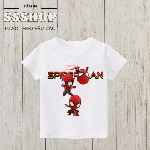 Áo thun bé trai in hình NGƯỜI NHỆN SPIDER - MAN CHIBI siêu cute, chất liệu cotton thoáng mát, hình in không bong tróc