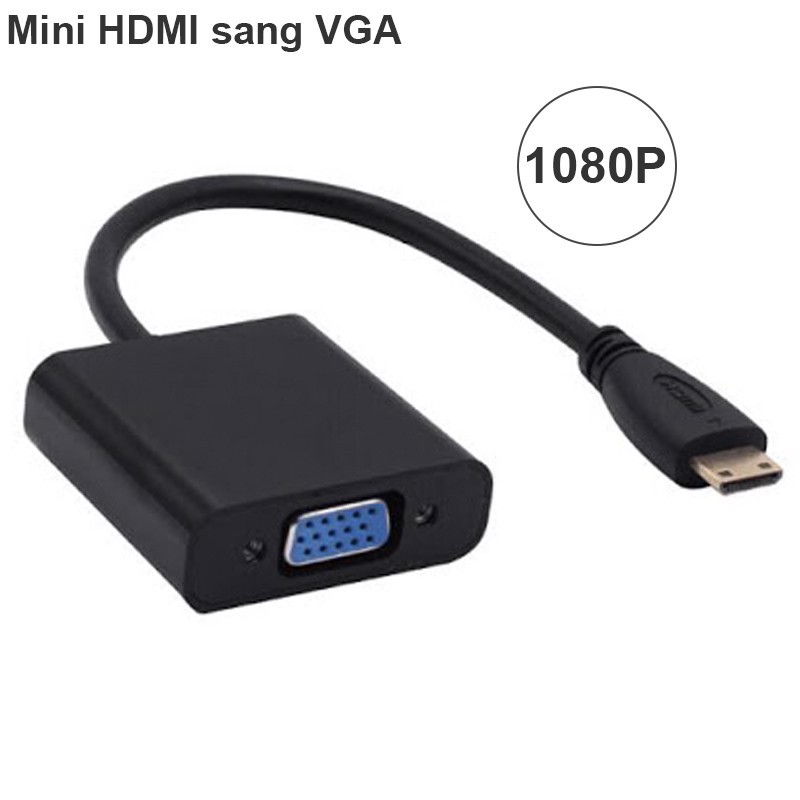chuyển đổi Micro-HDMI/Mini HDMI/HDMI to VGA Converter Adapter With Audio Video Cable Black full HD 1080P loại tốt