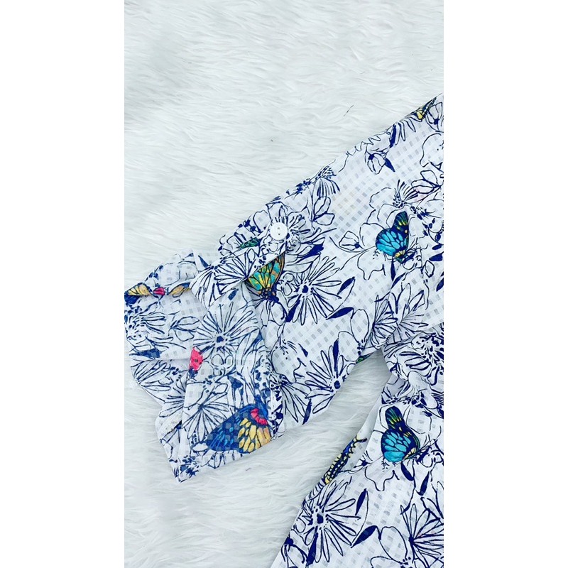 Áo sơmi  kiểu in hình bướm tay lỡ big size ( vòng 1 từ  120 cm đến 130cm)